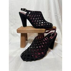 Anthropologie Farylrobin Black Caged Heels Shoes size 7